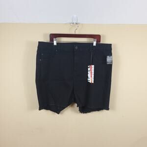Realm Denim Black Denim High Rise Shorts Size 24W
